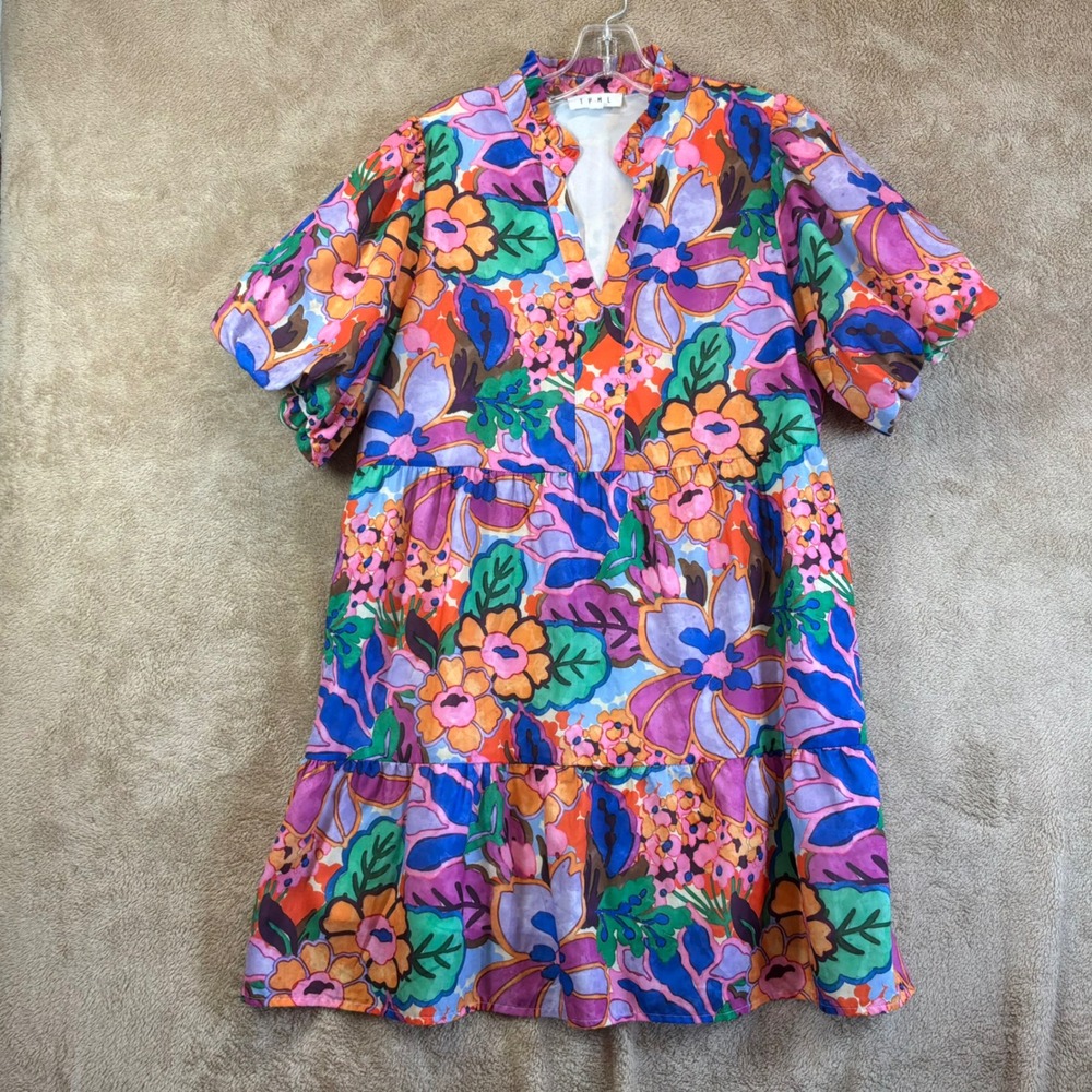 THML Multicolor Floral Mini Dress - Purple, Pink, Orange, Green, Blue